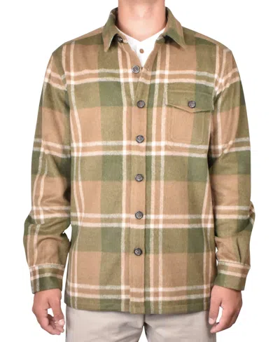 Vintage 1946 Men's Buffalo Plaid Shirt Jacket In Light Green,natural