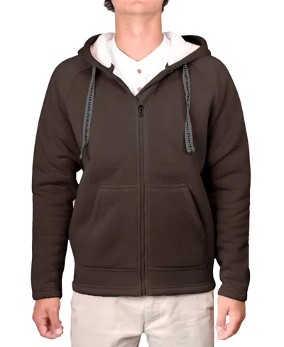 Vintage 1946 Men's Sherpa Bonded Reverse Fleece Hoodie In Char Brown