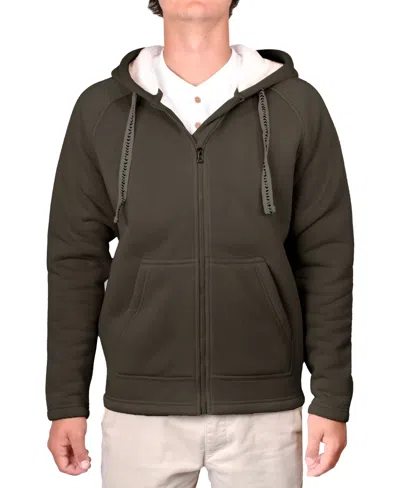 Vintage 1946 Men's Sherpa Bonded Reverse Fleece Hoodie In Dark Olive