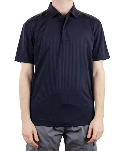 Vintage 1946 Men's Short Sleeve Metal Vent Jacquard Golf Polo Shirt In Blue