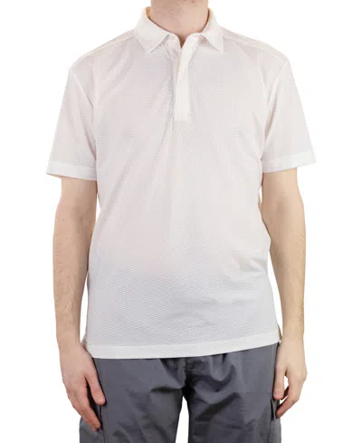 Vintage 1946 Men's Short Sleeve Metal Vent Jacquard Golf Polo Shirt In White