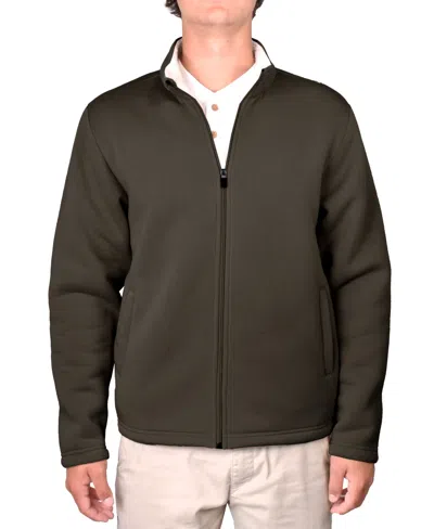 Vintage 1946 Men's Zip Front Fleece Hoodie In Dark Olive