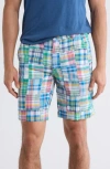 Vintage 1946 Patchwork Madras Flat Front Shorts In Blue