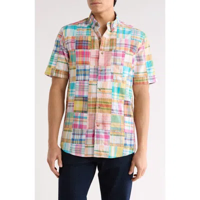Vintage 1946 Patchwork Madras Short Sleeve Button-down Shirt In Multi
