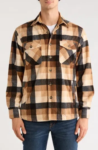 Vintage 1946 Plaid Corduroy Shirt Jacket In Brown