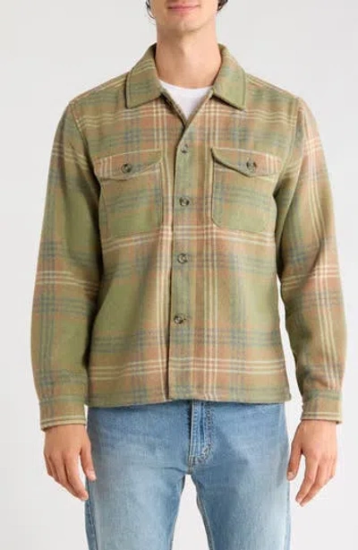 Vintage 1946 Plaid Shirt Jacket In Green