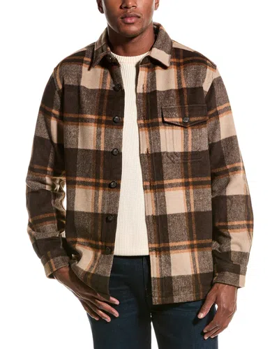 Vintage 1946 Plaid Wool-blend Shirt Jacket In Brown