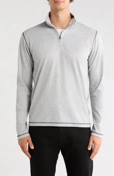 Vintage 1946 Plated Knit Mini Oxford Quarter Zip Pullover In Gray