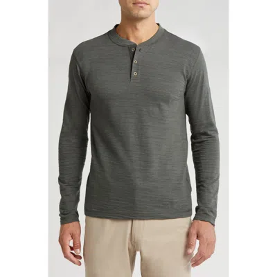 Vintage 1946 Slub Jersey Knit Long Sleeve Henley In Deep Forest Heather