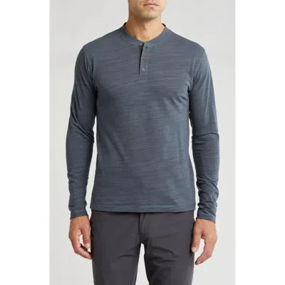 Vintage 1946 Slub Jersey Knit Long Sleeve Henley In Petrol Heather