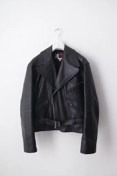 Pre-owned Vintage 1960's Leather Biker Jacket In Black
