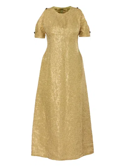 Pre-owned Vintage 1960s  Brocade Maxi Dress