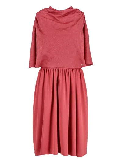 Pre-owned Vintage 1960s  Draped Cape-detail Midi Dress