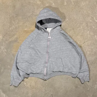 Pre-owned Vintage 1980s Double Face Thermal Lined Zip Up Boxy Hoodie In Gray