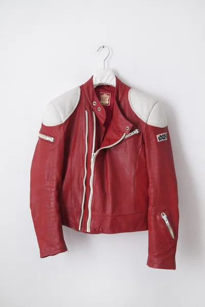 Pre-owned Vintage 1990's Red Leather Biker Jacket