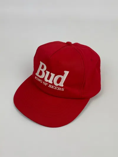 Pre-owned Vintage 1990's  Bud King Of The Beers Snapback Cap In Red