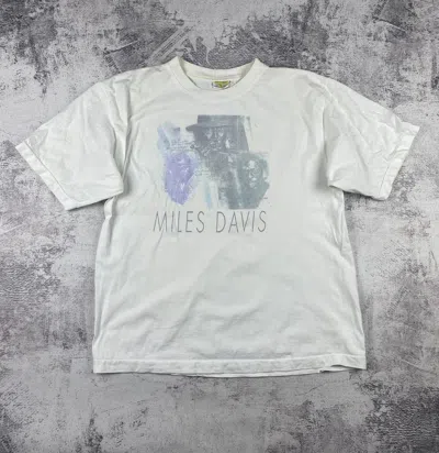 Pre-owned Vintage 1990s Miles Davis Merch T-shirt In White