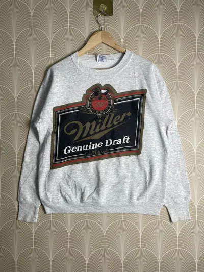 Pre-owned Vintage 1991 Miller Genuine Beer Cold Filtered Sweatshirt In Gray