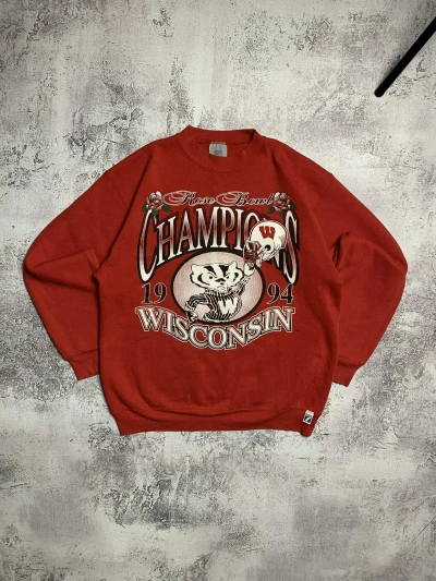 Pre-owned Vintage 1994 Rose Bowl Champions Wisconsin Sweatshirt In Red