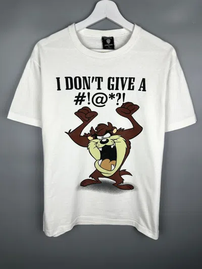 Pre-owned Vintage 1996  Taz Looney Tunes Cartoon T Shirt Tee 90's Usa In White