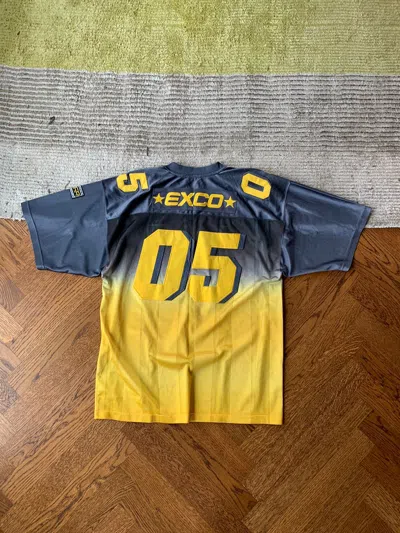 Pre-owned Vintage 2000s Exco Gradient Mesh Oversized  Football Jersey In Yellow