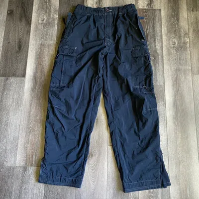 Pre-owned Vintage 2000s Nesi Ag Nylon Cargo Pocket Baggy Pants Size L In Navy
