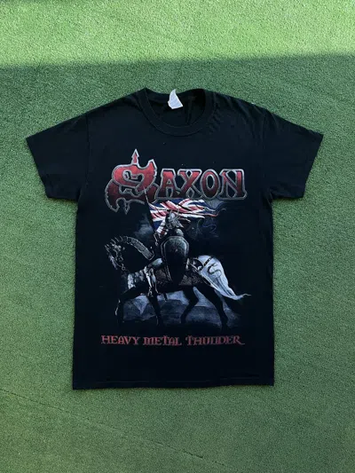 Pre-owned Vintage 2016 Saxon Heavy Metal Thunder Iron Warrior T Shirt In Black