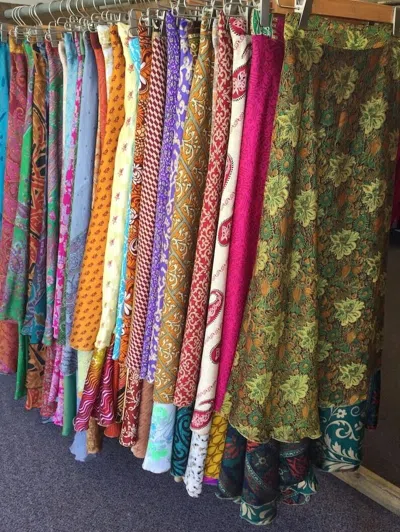 Pre-owned Vintage 50 Pcs Darn Good Silk Sari Skirt Reversible Wrap Skirt 2 Layer Multicolor Maxi