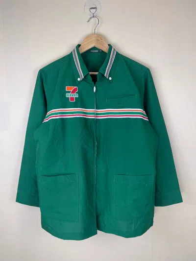 Pre-owned Vintage 7-eleven Japan Embroidery Logo Long Sleeve Shirt In Green