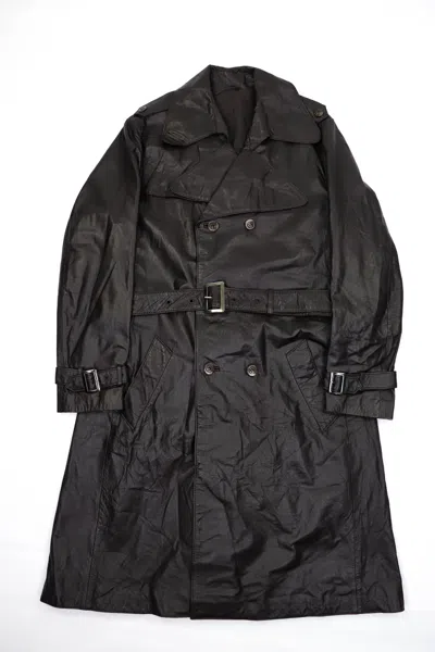 Pre-owned Vintage 70's 80's Bamf Style Brown Leather Belted Trench Coat