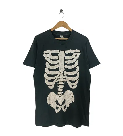 Pre-owned Vintage 80's Skeleton Anatomy Horror Halloween Spooky Tee In Black