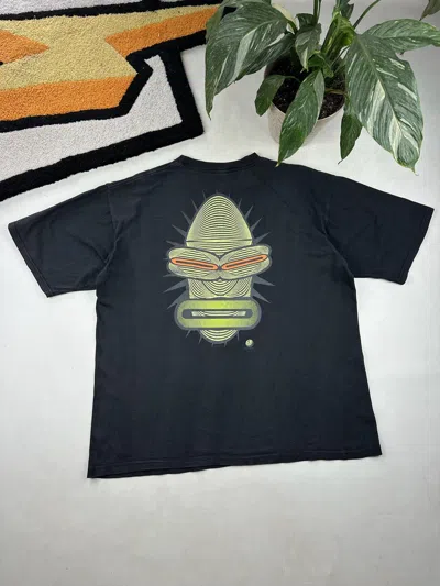 Pre-owned Vintage 90's Acid Print Cyber Terrorist T Shirt Techno Rave In Black