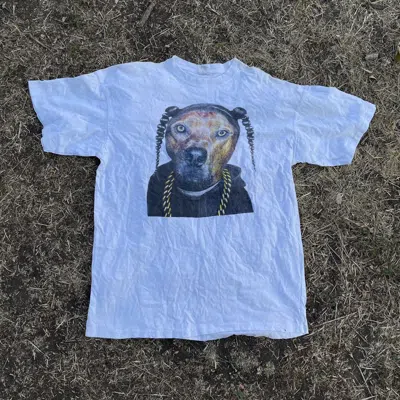 Pre-owned Vintage 90's Adult Tee Snoop Dog Face Humor Xl In White
