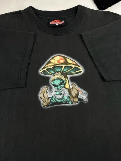 Pre-owned Vintage 90's Alien Shroomsters Drugs Tee Shirt In Black