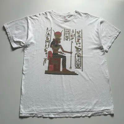 Pre-owned Vintage 90's Ancient Egypt Art T-shirt 2xl Pharaoh Mummy In White