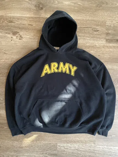 Pre-owned Vintage 90's Army Boxy Hoodie In Black