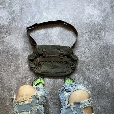 Pre-owned Vintage 90's Bag Military Shoulder Love Kills Os In Brown