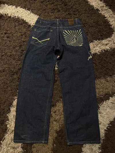 Pre-owned Vintage 90's Baggy Denim Pants Johnny Blaze Logo Very In Blue