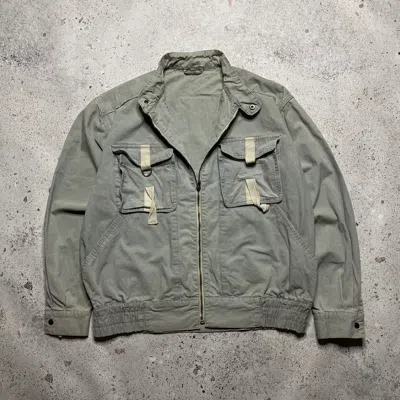 Pre-owned Vintage 90's Distressed Military Jacket Multipocket Japanese In Grey