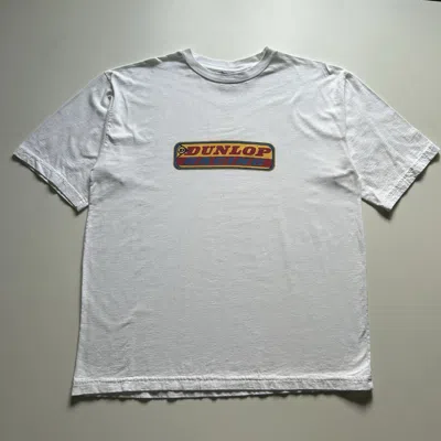 Pre-owned Vintage 90's Dunlop Racing T-shirt Xl Car Tire Promo In White