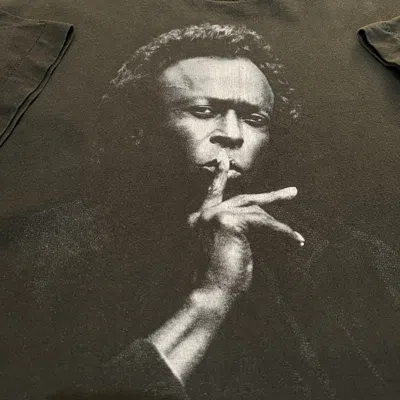 Pre-owned Vintage 90's Miles Davis By Jeff Sedlik Portraits Jazz Tee Xl Faded In Black