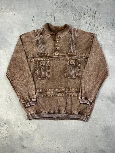 Pre-owned Vintage 90's Multipocket Sweatshirt In Brown