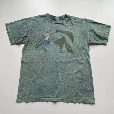 Pre-owned Vintage 90's Rainforest Frog Animal Art Shirt Large Tie Dyed In Green