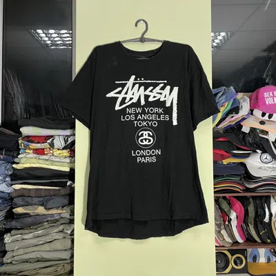 Pre-owned Vintage 90's Stussy Graphic Tee Faded Black Streetwear Goth L