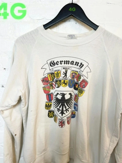 Pre-owned Vintage 90's Thrashed Europe Germany Sweatshirt In White