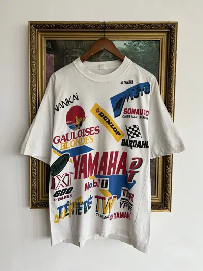 Pre-owned Vintage 90's Yamaha Moto Racing Promo White Tee
