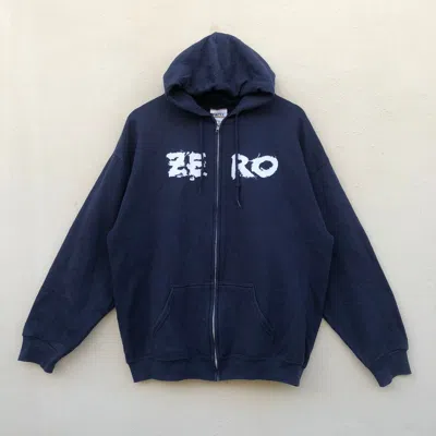 Pre-owned Vintage 90's Zero Skateboard Spellout Hoodie Sweater In Blue
