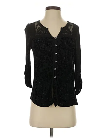 Pre-owned Vintage America Blues 3/4 Sleeve Blouse In Black