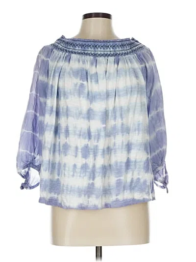 Pre-owned Vintage America Blues 3/4 Sleeve Blouse In Blue