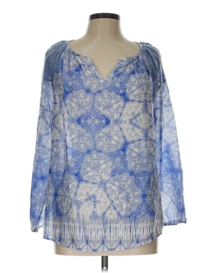 Pre-owned Vintage America Blues 3/4 Sleeve Blouse In Blue